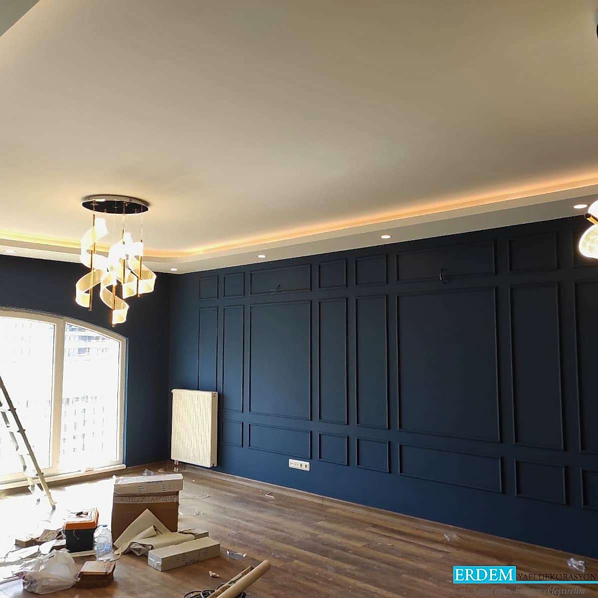 Antrasit Renk Salon Duvar ��tas� Uygulamas�