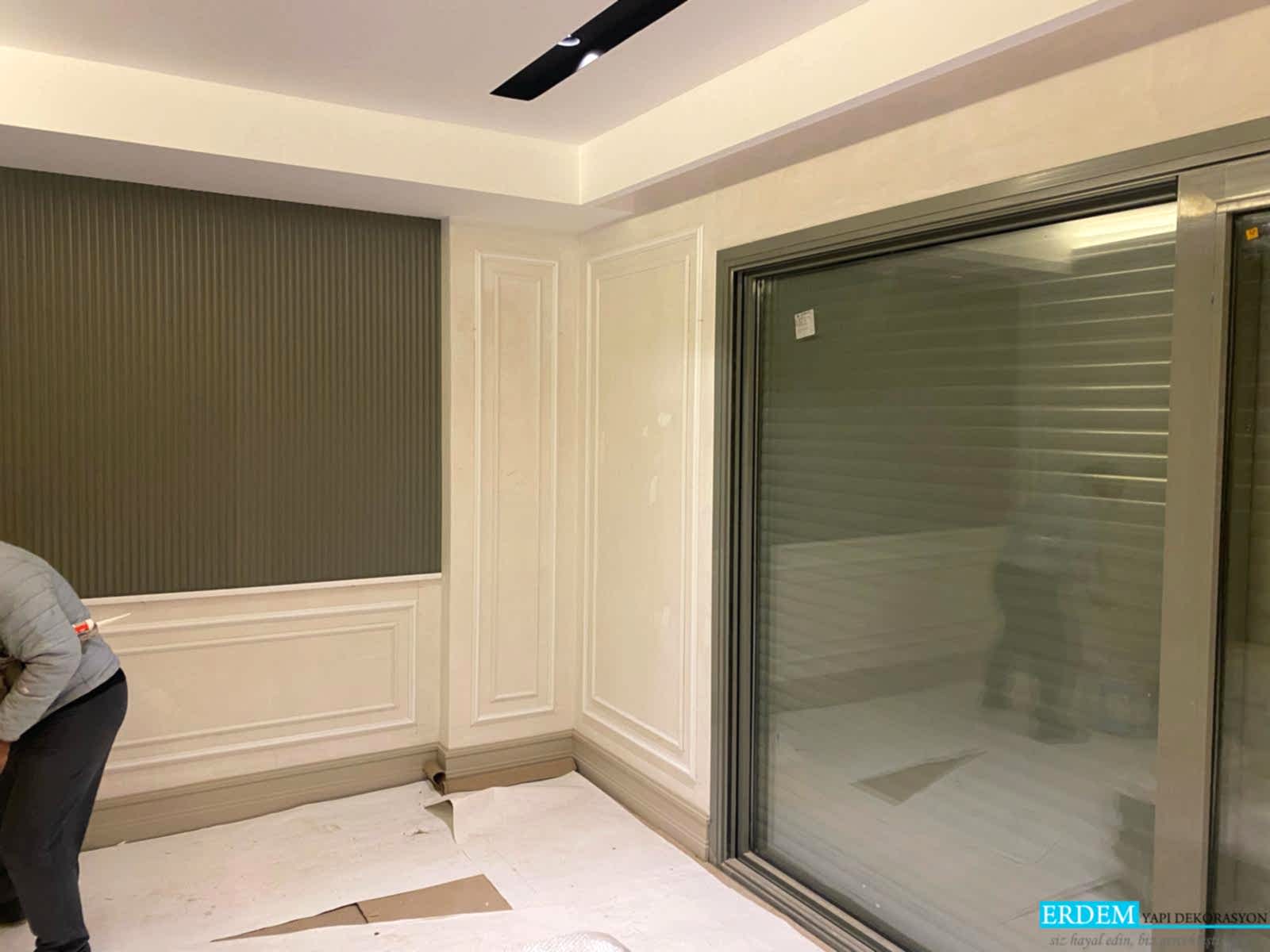 Yatak odas� duvar ��ta panel uygulamas�